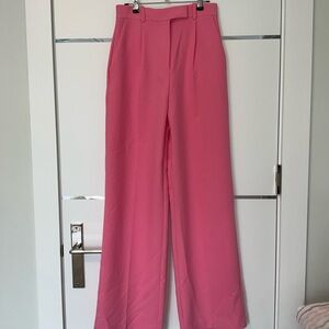High-Waist Wide Leg Pink Women's Pants